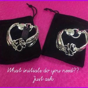 Antiqued Silver Monogram Initial Bracelet,Boutique-NWT